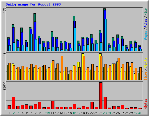 Daily usage for August 2008