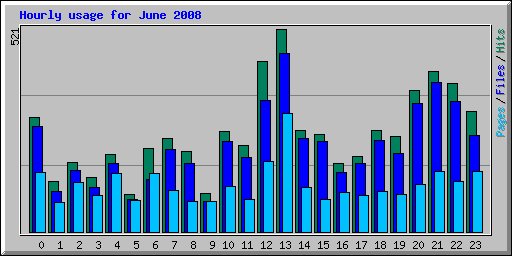 Hourly usage for June 2008